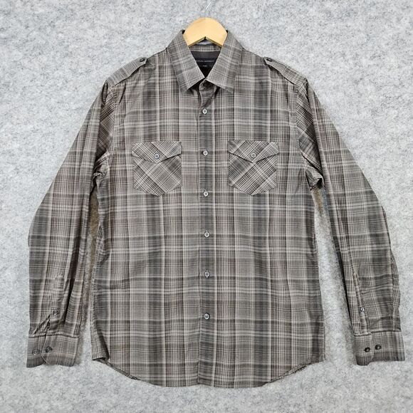 Banana Republic Men's Shirt Size M (15-15 1/2) Brown Plaid Button Up Two Pockets - Picture 1 of 15